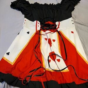 Women’s Queen of Hearts Costume Dress - Black, Red & White
